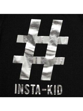 Girls Childrens Place Tee-Shirt Top LRG 10-12 Black Gray Short Sleeve Graphic